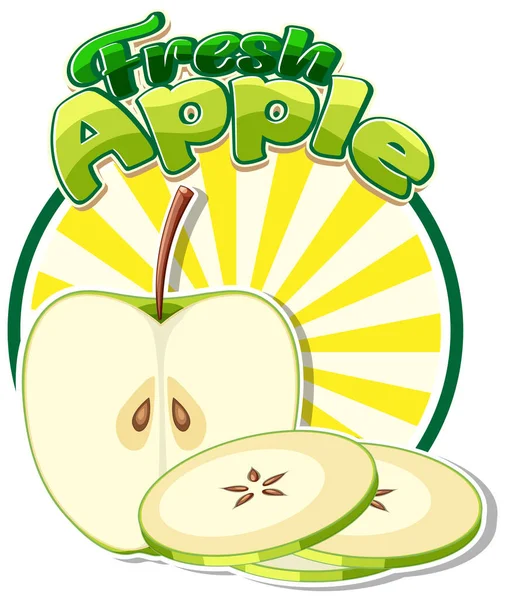 Gröna Äpple Frukt Ikon Illustration — Stock vektor