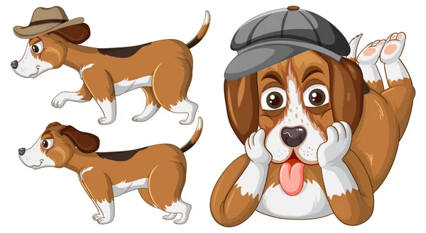 Σύνολο Χαριτωμένο Σκυλί Εικονογράφηση Κινουμένων Σχεδίων — Διανυσματικό Αρχείο