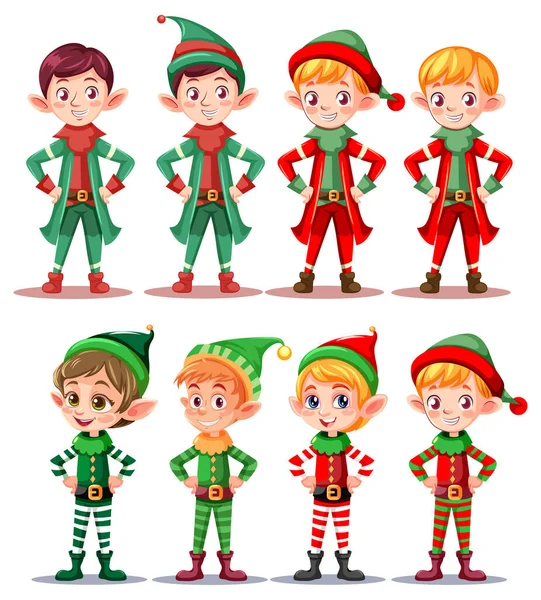 Σύνολο Χριστούγεννα Εικονογράφηση Χαρακτήρες Κινουμένων Σχεδίων — Διανυσματικό Αρχείο
