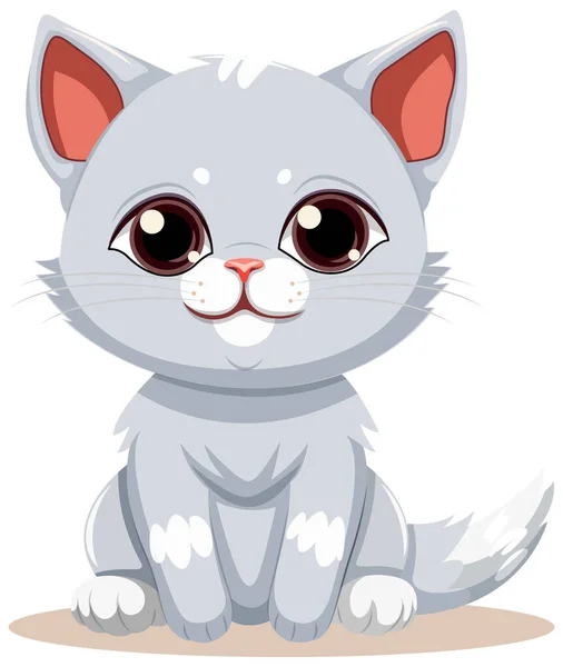 Sweet Eyed Kitten Cartoon Karakter Illustratie — Stockvector