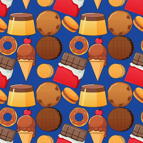 Kleurrijke Sweet Food Naadloze Patroon Illustratie — Stockvector
