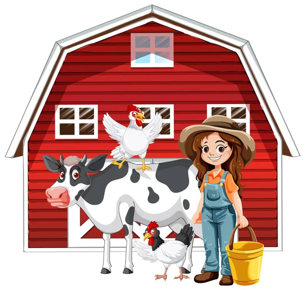 Cute Farmer Cartoon Character Illustration — Stock Vector