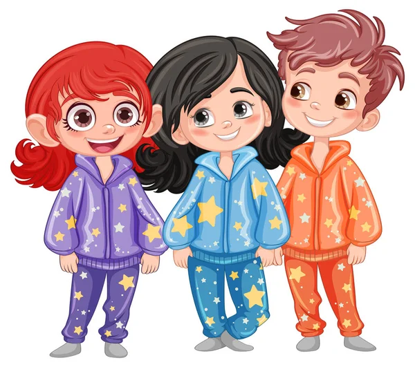 Lindo Personaje Dibujos Animados Ilustración Pijamas — Vector de stock