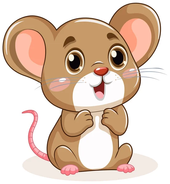 Niedliche Kleine Maus Mit Großen Ohren Zeichentrickfigur Illustration — Stockvektor