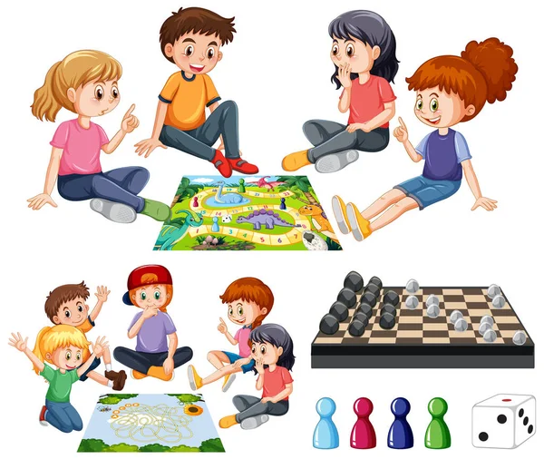 Gyerekkészlet Társasjáték Illusztráció — Stock Vector