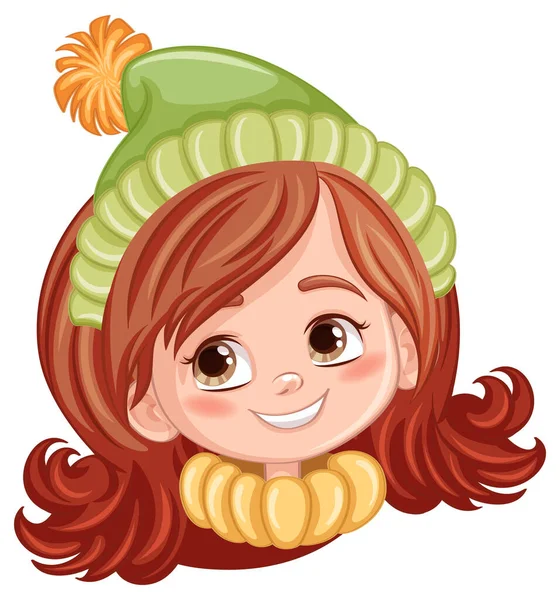 Happy Girl Head Smiley Face Illustration — Stock Vector