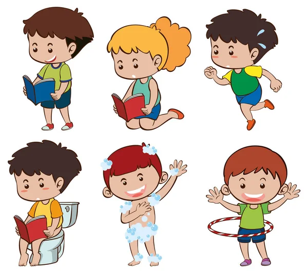 Παιδιά Που Κάνουν Διάφορες Δραστηριότητες Εικονογράφηση — Διανυσματικό Αρχείο