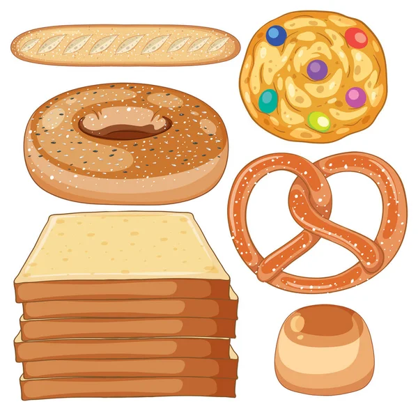 Conjunto Ilustración Dibujos Animados Panadería — Vector de stock