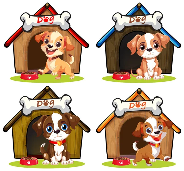 Dog Front Dog House Illustration — Stock Vector