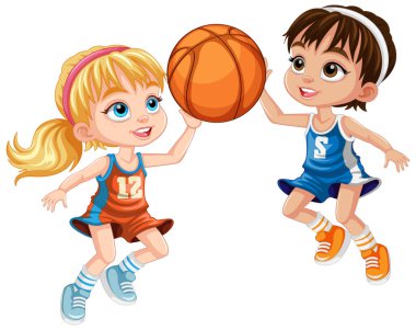 Sevimli basketbol oyuncusu çizgi film karakteri çizimi