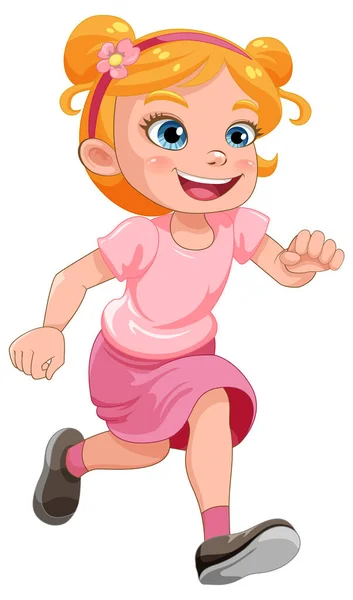 Running Girl Cartoon Character Illustration — Vetor de Stock