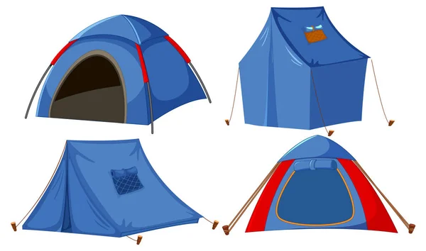 Vector Set Camping Tents Illustration — Vector de stock