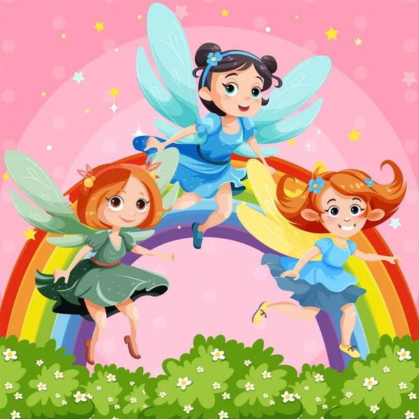 Fairy Princess Cartoon Magic Land Background Illustration — Stock Vector