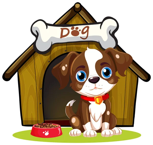 Perro Delante Casa Perro Ilustración — Vector de stock