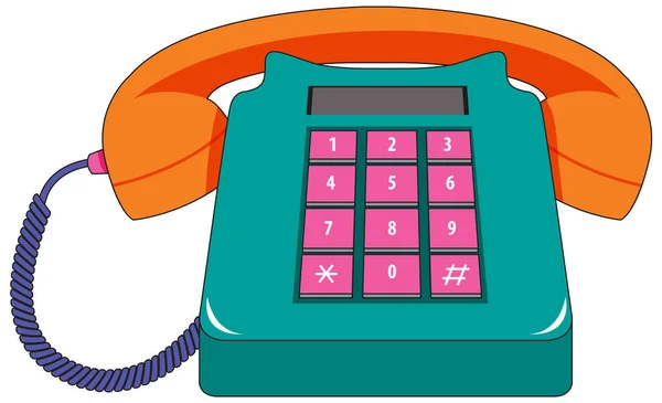 Retro Landline Telephone Isolated Illustration — Stok Vektör