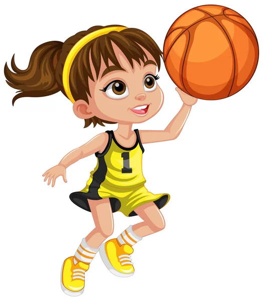 Lindo Jugador Baloncesto Ilustración Personaje Dibujos Animados — Vector de stock