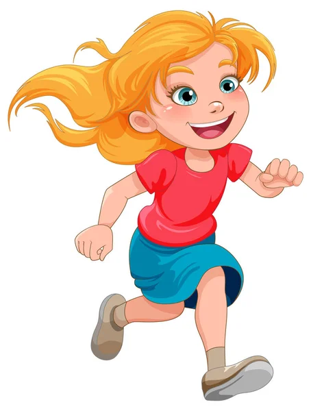 Running Girl Cartoon Character Illustration — Stockvector