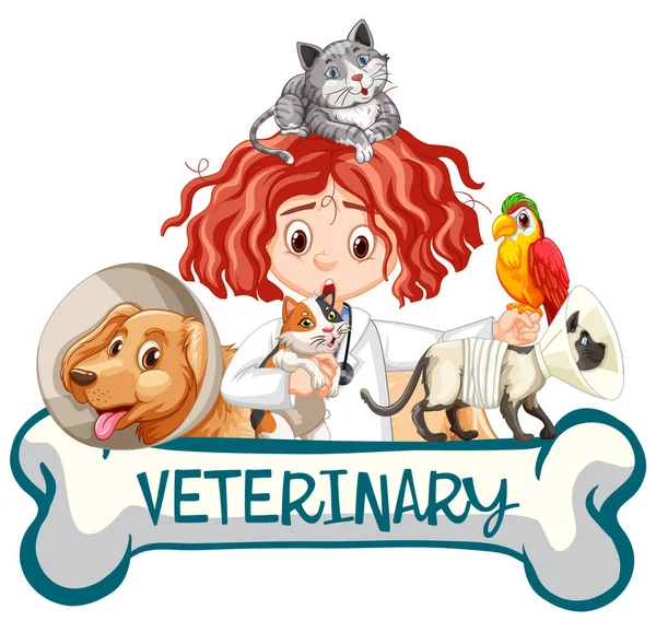 Friendly Veterinarian Pet Animal Vector Illustration — Stock Vector
