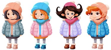 Kışlık kumaş resimli şirin bir kız.