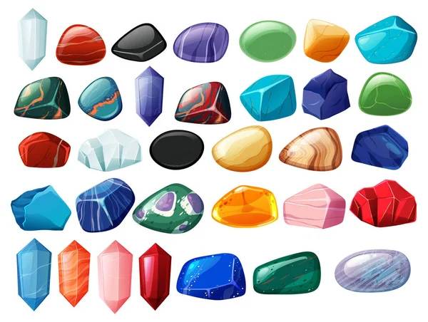 Conjunto Sorte Pedras Preciosas Ilustração —  Vetores de Stock
