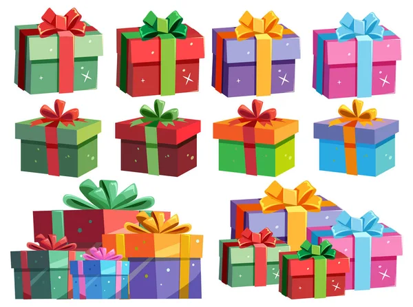 Set Simple Gift Box Illustration — Stock Vector