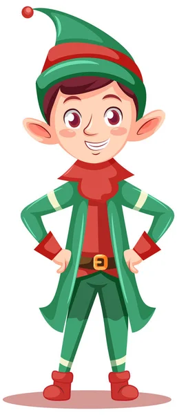 Adorável Elfo Natal Desenhos Animados Personagem Ilustração —  Vetores de Stock