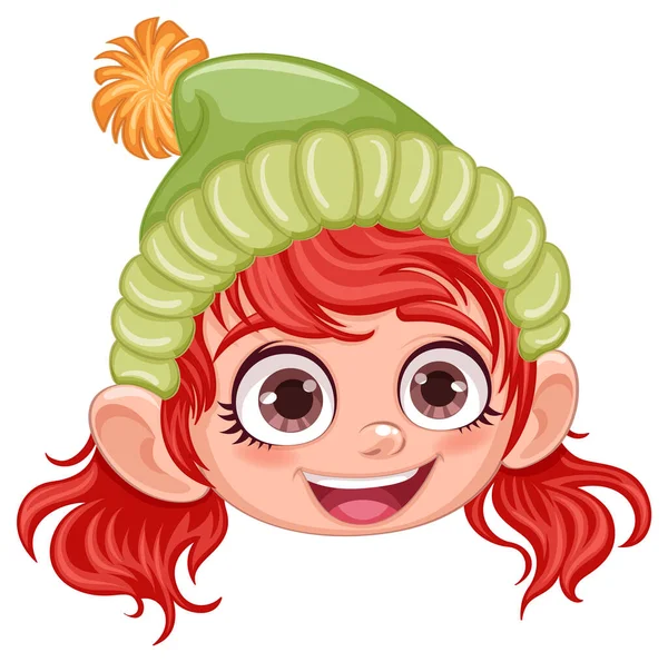 Cute Girl Winter Hat Pom Pom Cartoon Character Illustration — 스톡 벡터