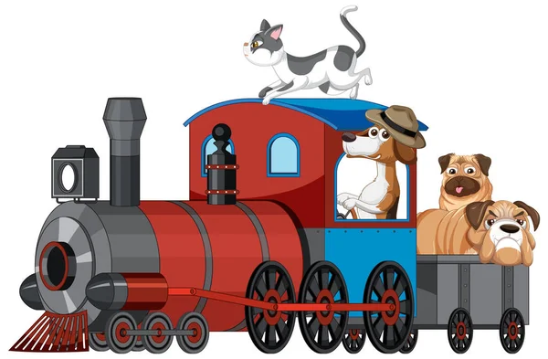Domestic Animals Train Illustration — Stock Vector