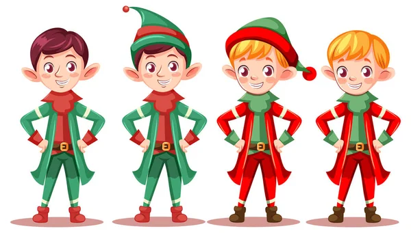 Σύνολο Χριστούγεννα Εικονογράφηση Χαρακτήρες Κινουμένων Σχεδίων — Διανυσματικό Αρχείο