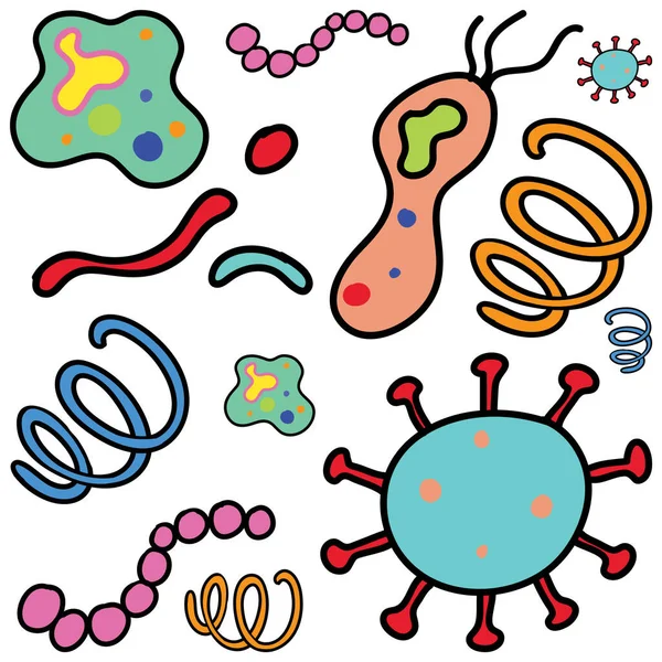 Вірус Бактерії Іконки Безшовні Візерунок Ілюстрації — стоковий вектор