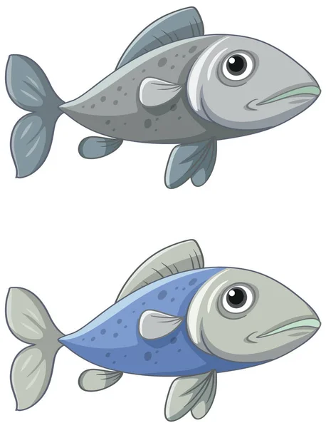 Set Von Fischen Einfache Zeichentrickillustration — Stockvektor