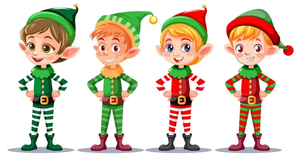 Conjunto Personagens Desenhos Animados Natal Ilustração —  Vetores de Stock