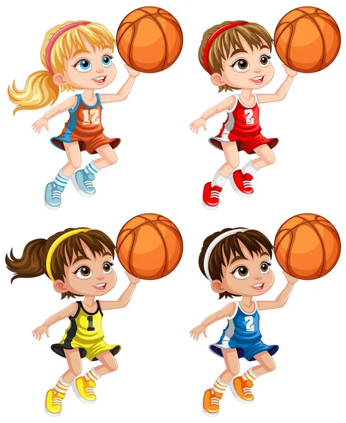 Leuke Basketbalspeler Cartoon Karakter Illustratie — Stockvector