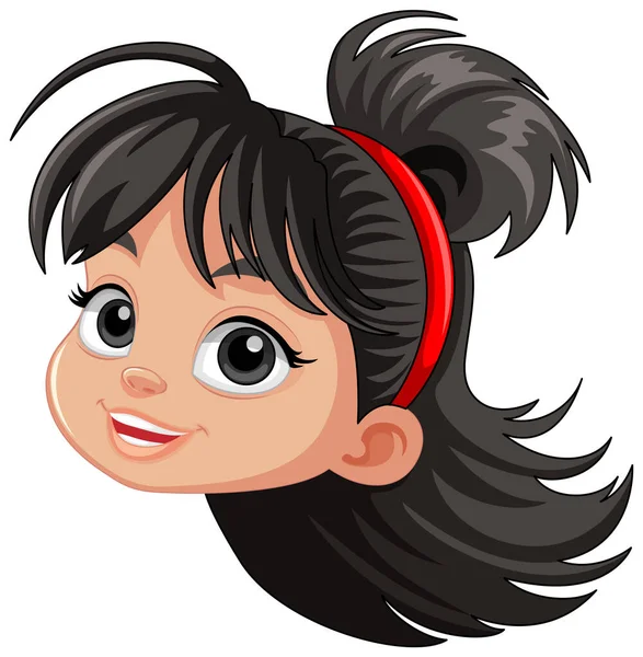 可爱的亚洲女孩头卡通画 — 图库矢量图片