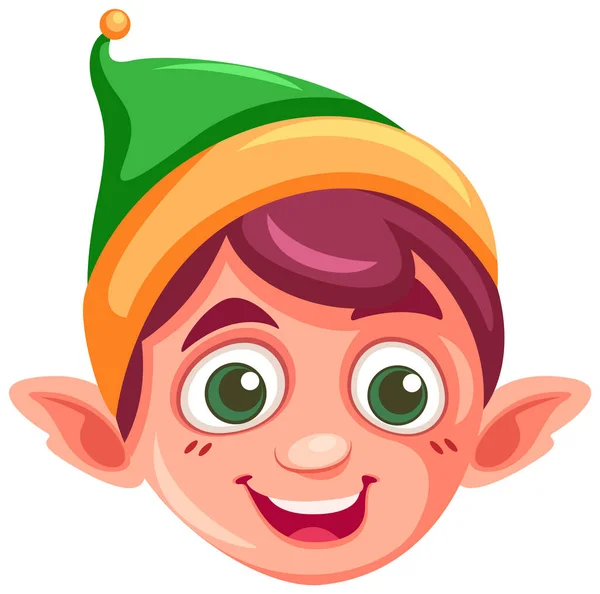 Cute Elf Face Cartoon Character Illustration — Stock Vector