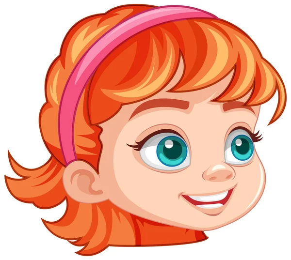 Fille Aux Cheveux Rouges Visage Dessin Animé Illustration — Image vectorielle