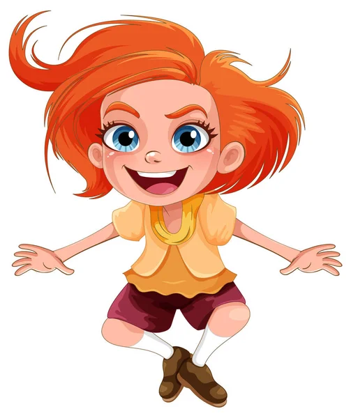 Chica Saltando Ilustración Personaje Dibujos Animados — Vector de stock