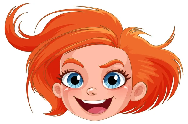 Fille Aux Cheveux Rouges Visage Dessin Animé Illustration — Image vectorielle