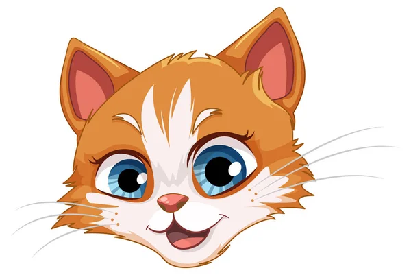 印象的な青い目のイラストを持つオレンジ猫の頭 — ストックベクタ