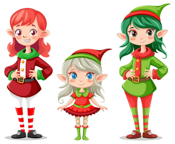 Készlet Karácsonyi Rajzfilmfigurák Illusztráció — Stock Vector
