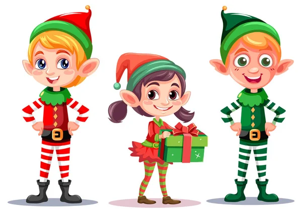 Conjunto Personagens Desenhos Animados Natal Ilustração — Vetor de Stock
