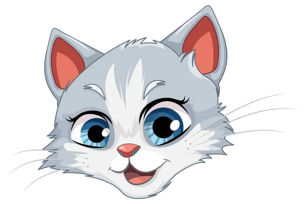 Ein Grauer Katzenkopf Mit Auffallend Blauen Augen — Stockvektor