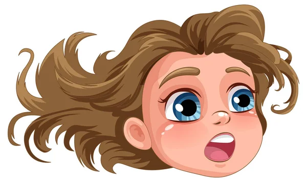 Girl Cartoon Surprise Face Illustration — Stock Vector