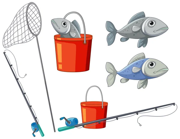 Serie Elementi Pesca Illustrazione — Vettoriale Stock