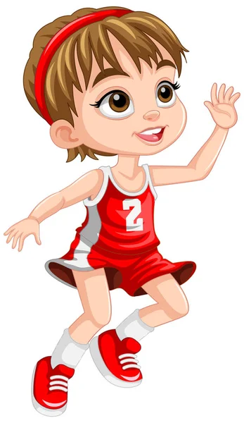 かわいいバスケットボール選手の漫画のキャラクターイラスト — ストックベクタ