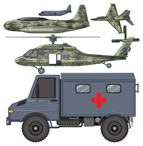 Σύνολο Απεικόνισης Στρατιωτικών Οχημάτων — Διανυσματικό Αρχείο
