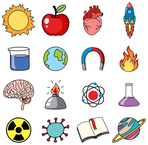 Iconos Coloridos Ciencia Vector Set Ilustración — Vector de stock