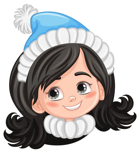 Menina Feliz Cabeça Com Smiley Rosto Ilustração — Vetor de Stock