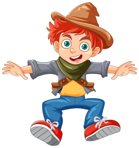 Urban Boy Jumping Cartoon Character Illustration — Stock Vector