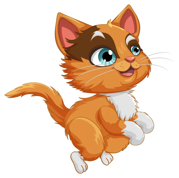 Leuke Kat Springen Pose Vector Illustratie — Stockvector